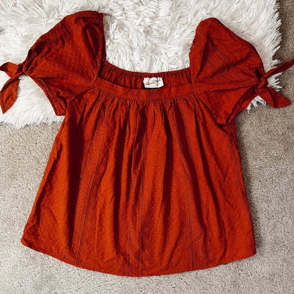 Universal Thread Burnt Orange Short Sleeve Top with Ties